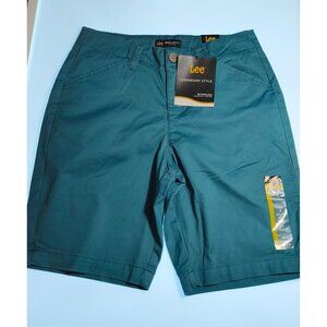 Lee Legendary Style Bermuda Shorts Women Medium Teal Mid Rise Casual Summer